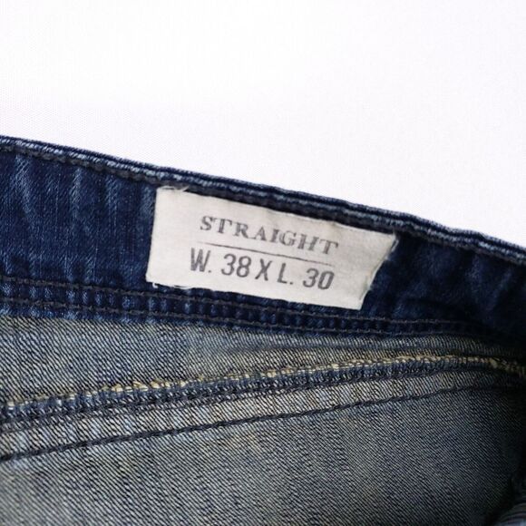 TX Axel Jeans Mens 38x30 Blue Faded Denim Straight Leg Regular Fit Grunge Retro - Picture 10 of 11